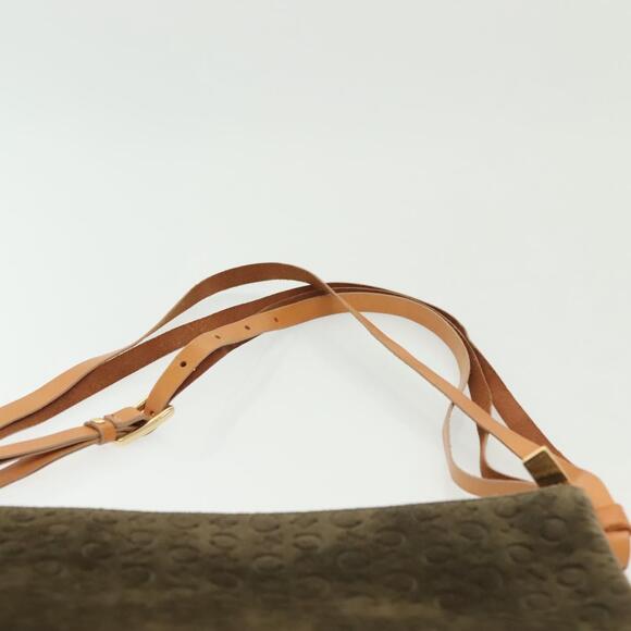 CELINE C Macadam Canvas Shoulder Bag Suede Brown Gold - Picture 8 of 13
